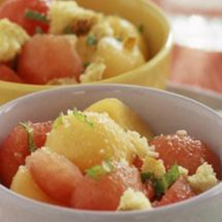 Salade de melon et pastèque à la menthe