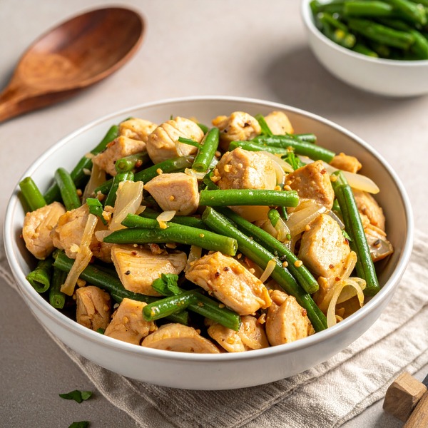 Poulet sauté aux haricots verts
