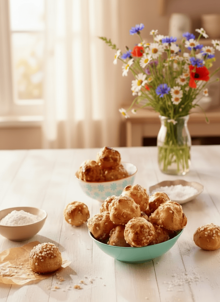 Les chouquettes et leur enrobage de sucre en grain