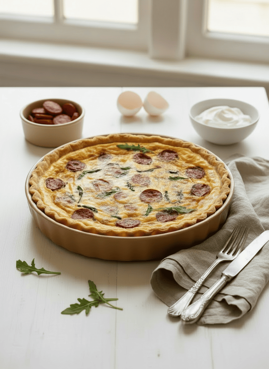 Quiche roquette et chorizo