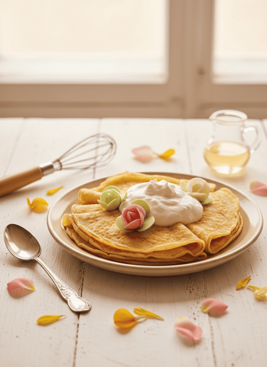 Crêpes à l&rsquo;émulsion de fleurs