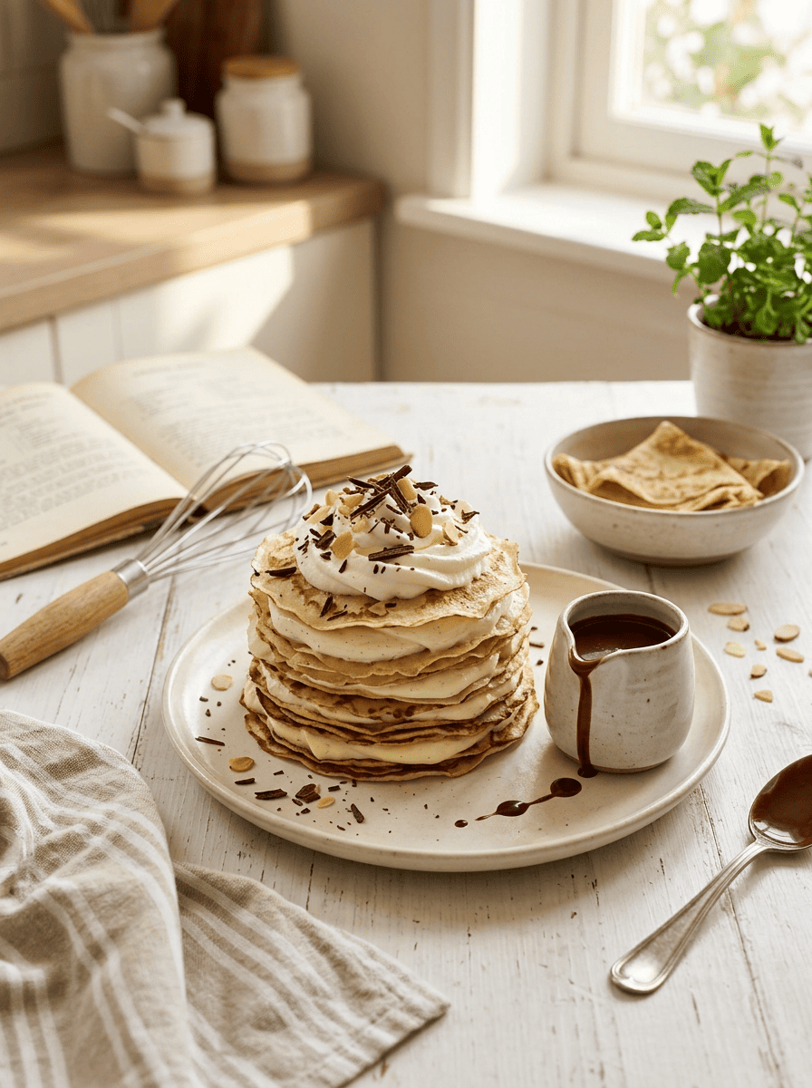 Dame Blanche en mille-feuille de crêpes