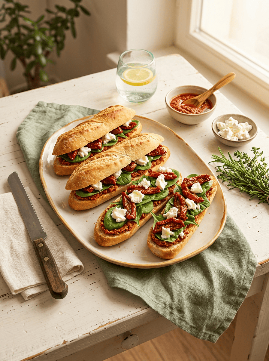 Mini-baguettes aux épinards et au chèvre frais