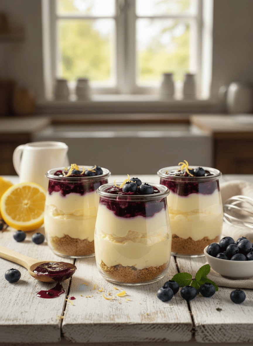 Cheesecake citron et myrtille façon verrine
