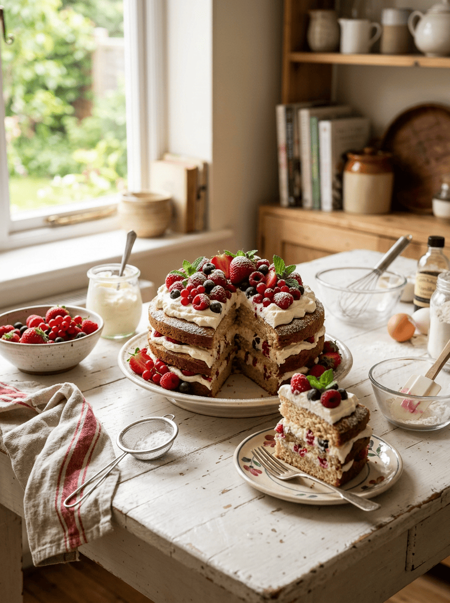 Gteau aux fruits rouges et chantilly