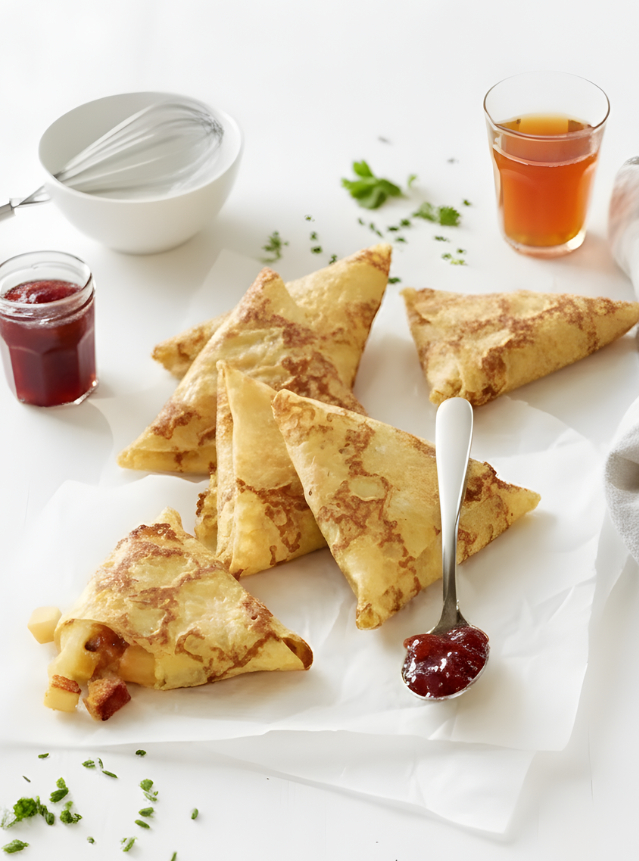 Crêpes façon samossas aux pommes et au pain d’épices