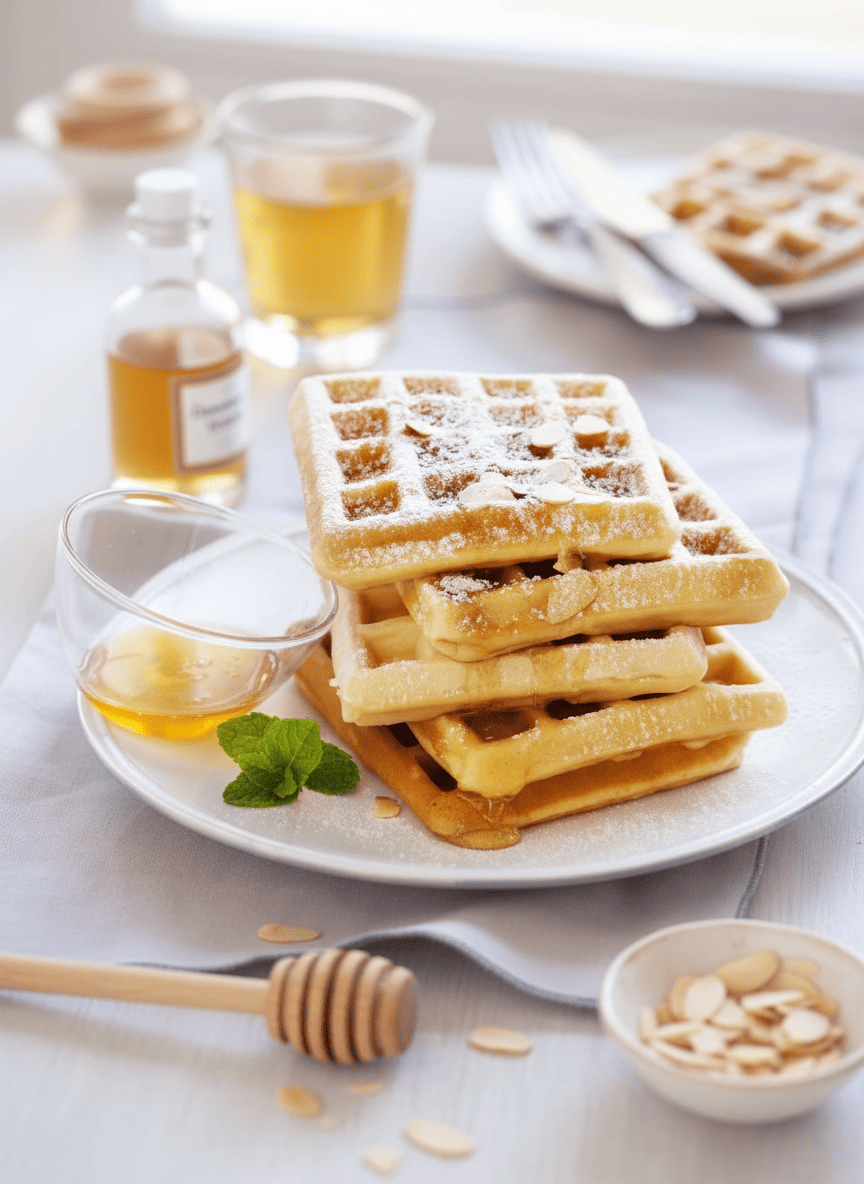 Gaufres miel, amandes et fleur d’oranger