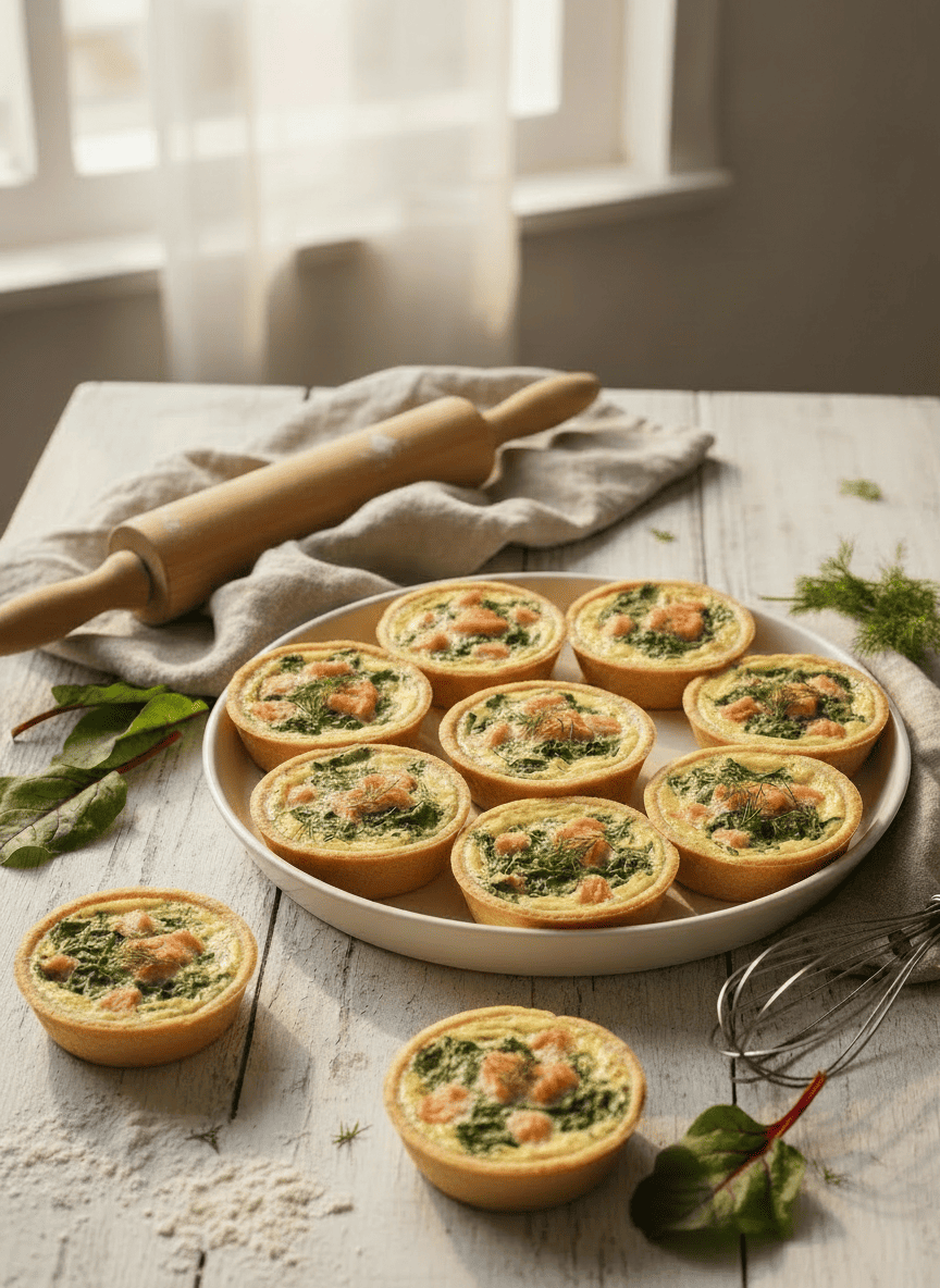 Mini-quiches saumon fumé et blettes