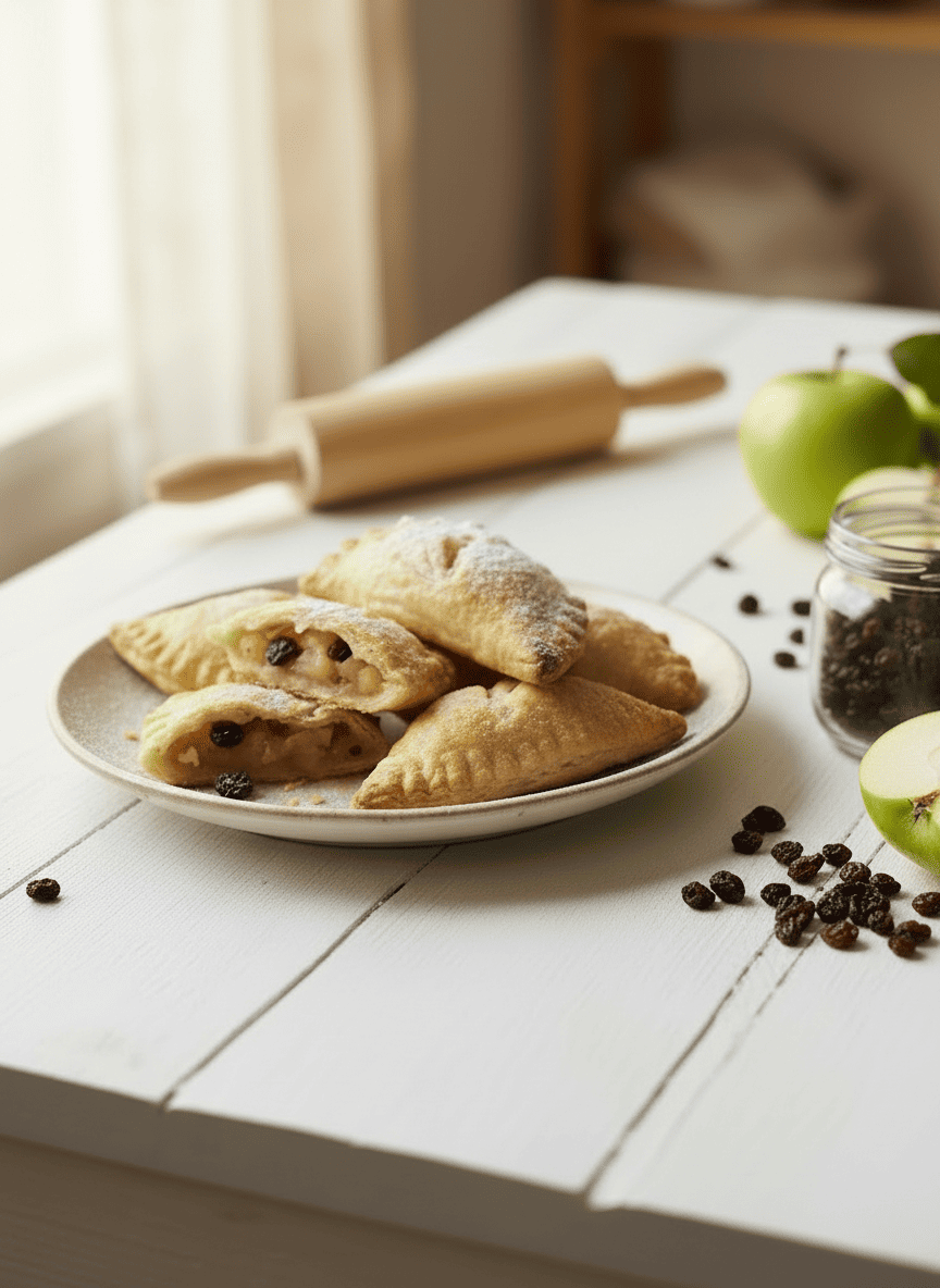 Petits chaussons à la compote de pommes et raisins de Corinthe