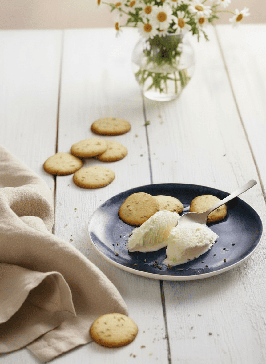 Glace au crottin de chèvre frais et palets à l’anis