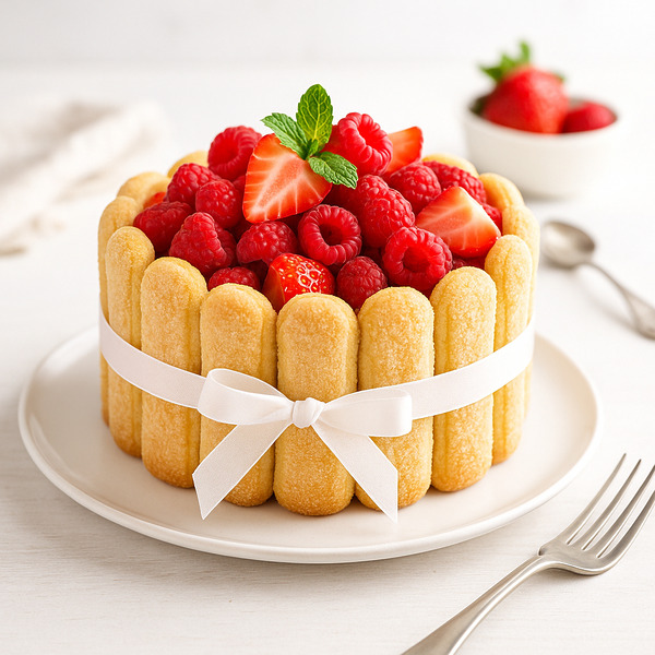 Charlotte légère aux fraises et framboises