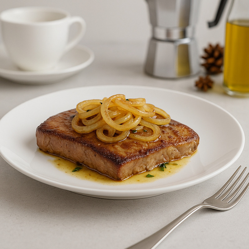 Foie de veau poêlé et oignons