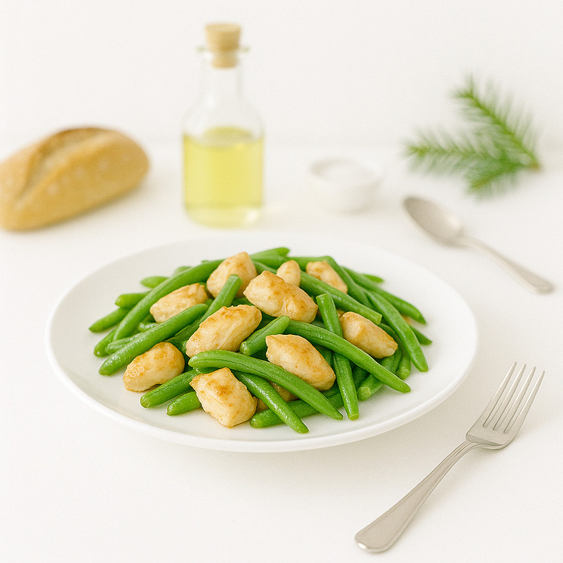 Poulet sauté aux haricots verts