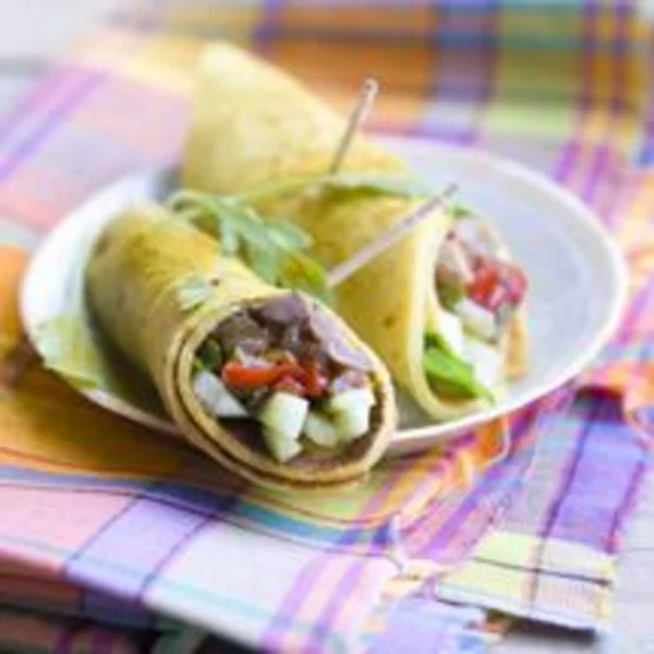 Crêpes au curry et mignon de veau aigre doux