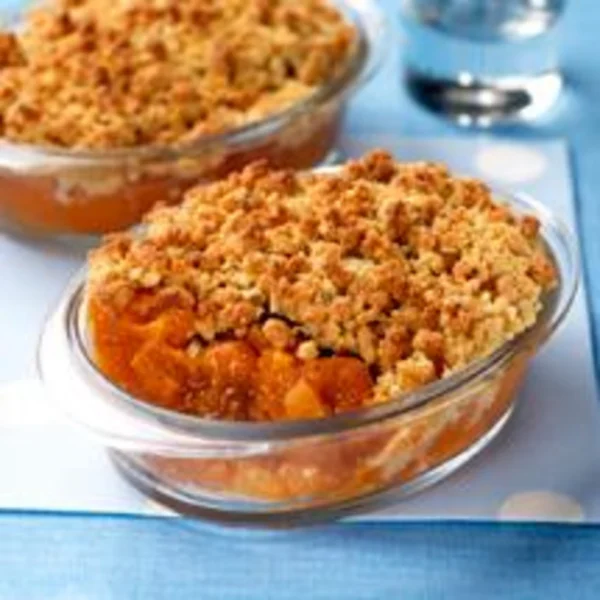 Crumble bananes abricots et raisins blonds
