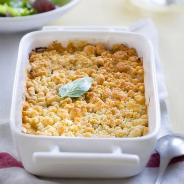 Crumble tomates, parmesan, basilic