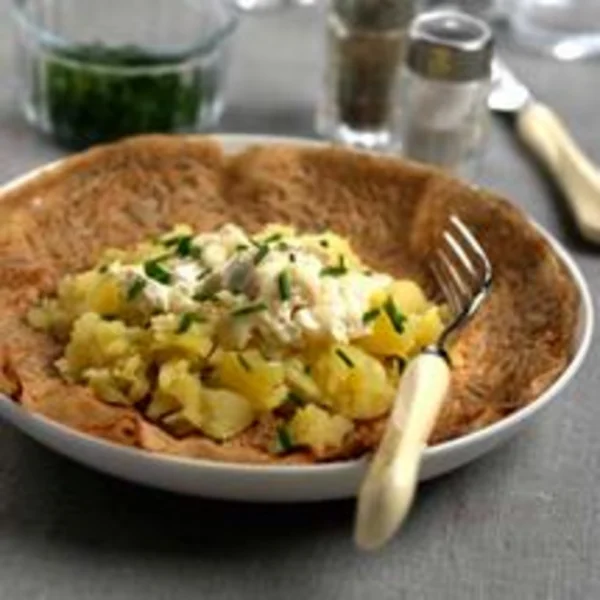 Galette de sarrasin aux pommes de terre et fromage de chèvre