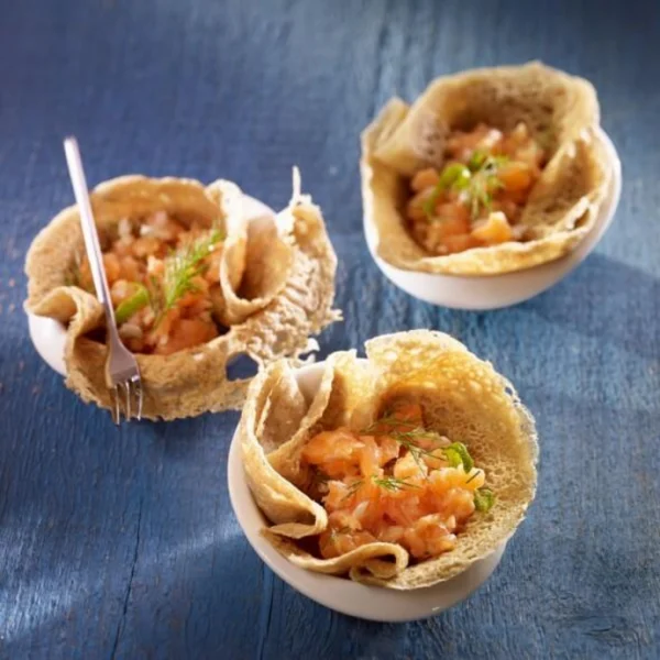 Galettes au tartare de saumon