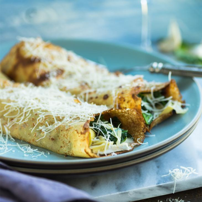 Galettes aux épinards, sauce béchamel