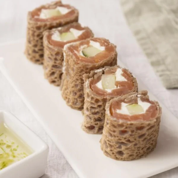 Maki de crêpes saumon chevre frais