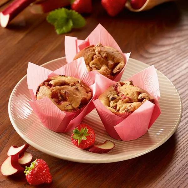 Muffins rhubarbe et fraises
