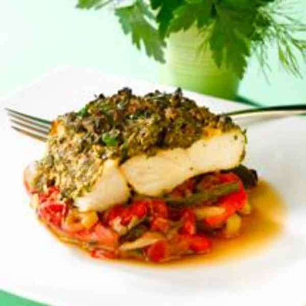 Pavés de bar en croûte d’herbes