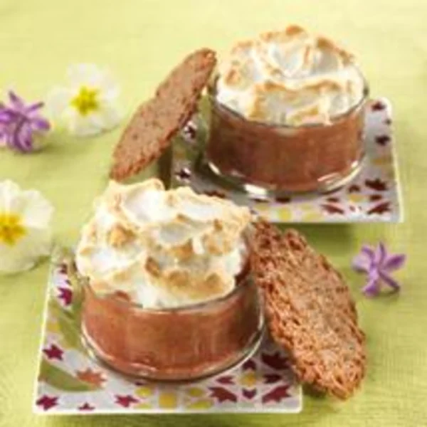 Petites compotes de rhubarbe meringuées et dentelles de Bruges