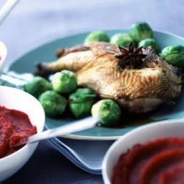 Pintade aux choux et sa purée de betteraves