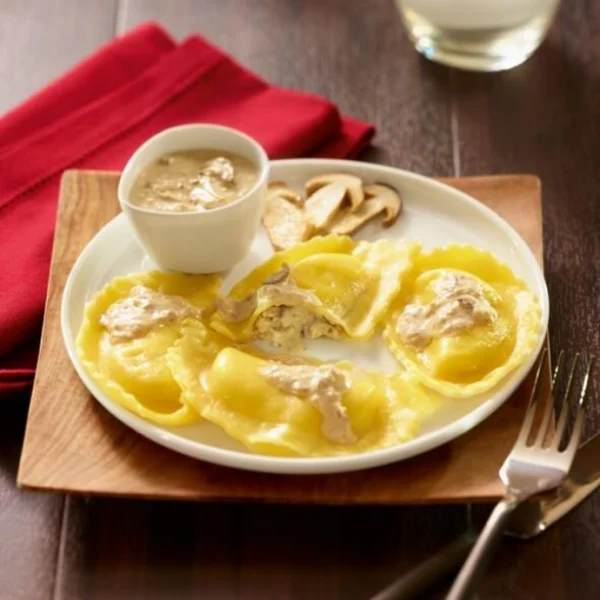 Ravioles de foie gras à la ricotta et aux cèpes