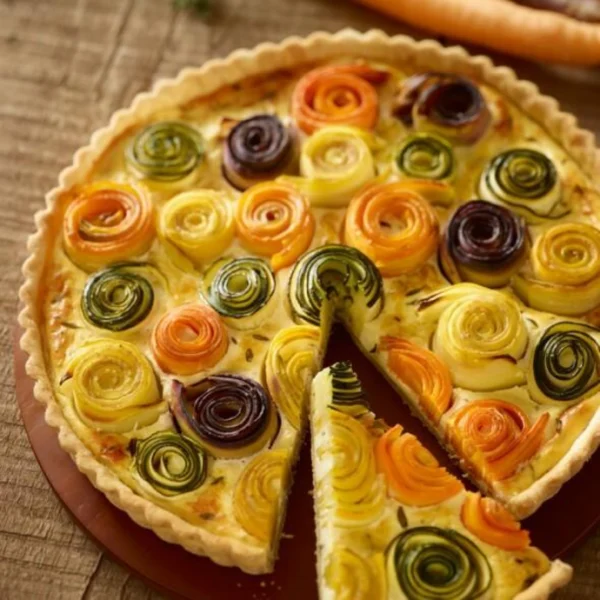 Tarte aux légumes en fleurs