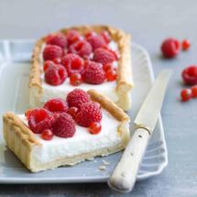 Tarte légère au fromage blanc et framboises