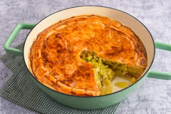Tourte aux poireaux et fromage de chèvre