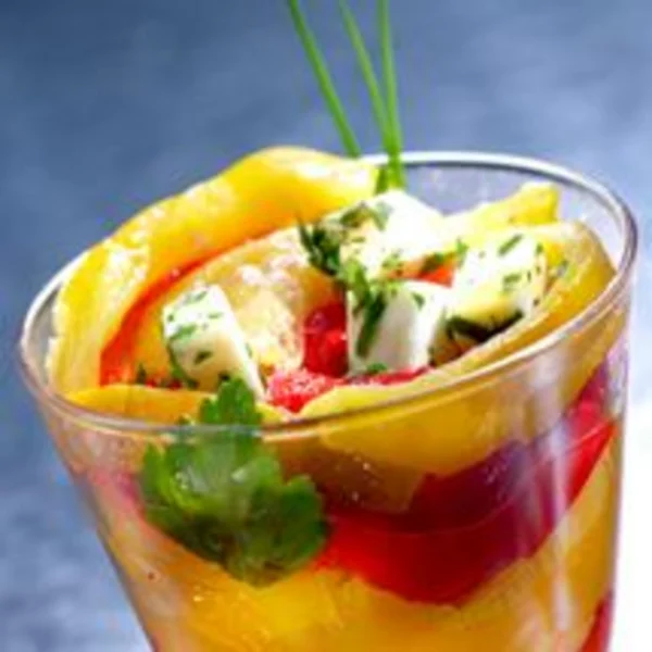 Verrines de poivrons grillés et feta