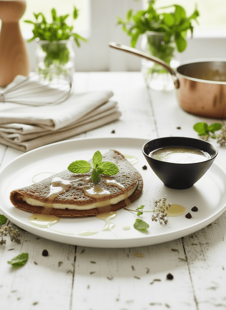 Crêpes légères au chocolat verveine et menthe