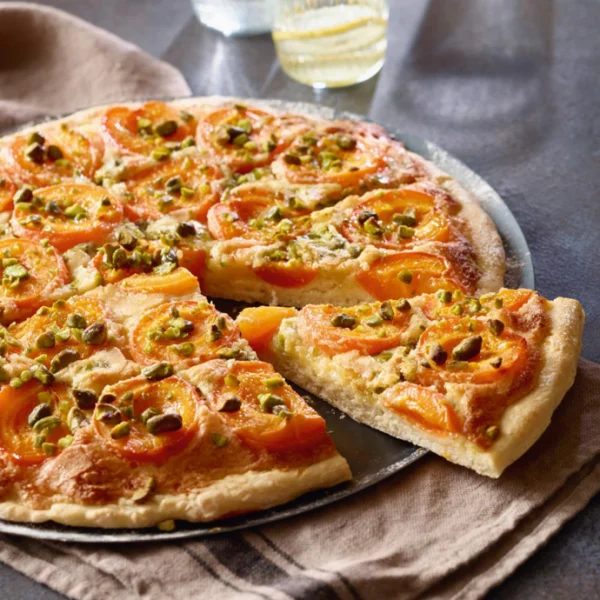 Pizza sucrée abricot-pistache