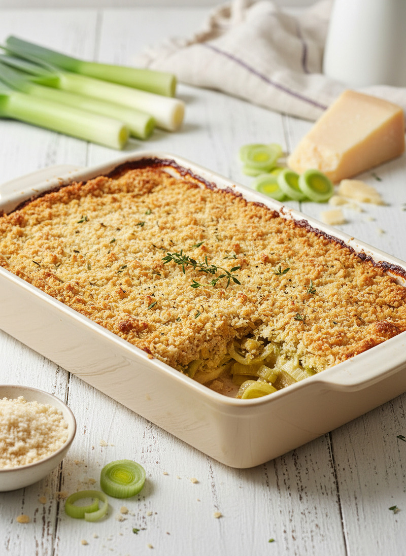 Crumble de poireaux et parmesan
