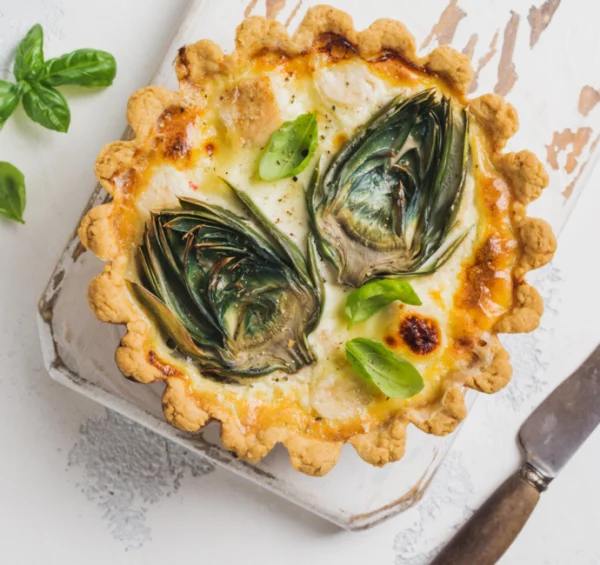Tarte fondante aux cœurs d’artichauts