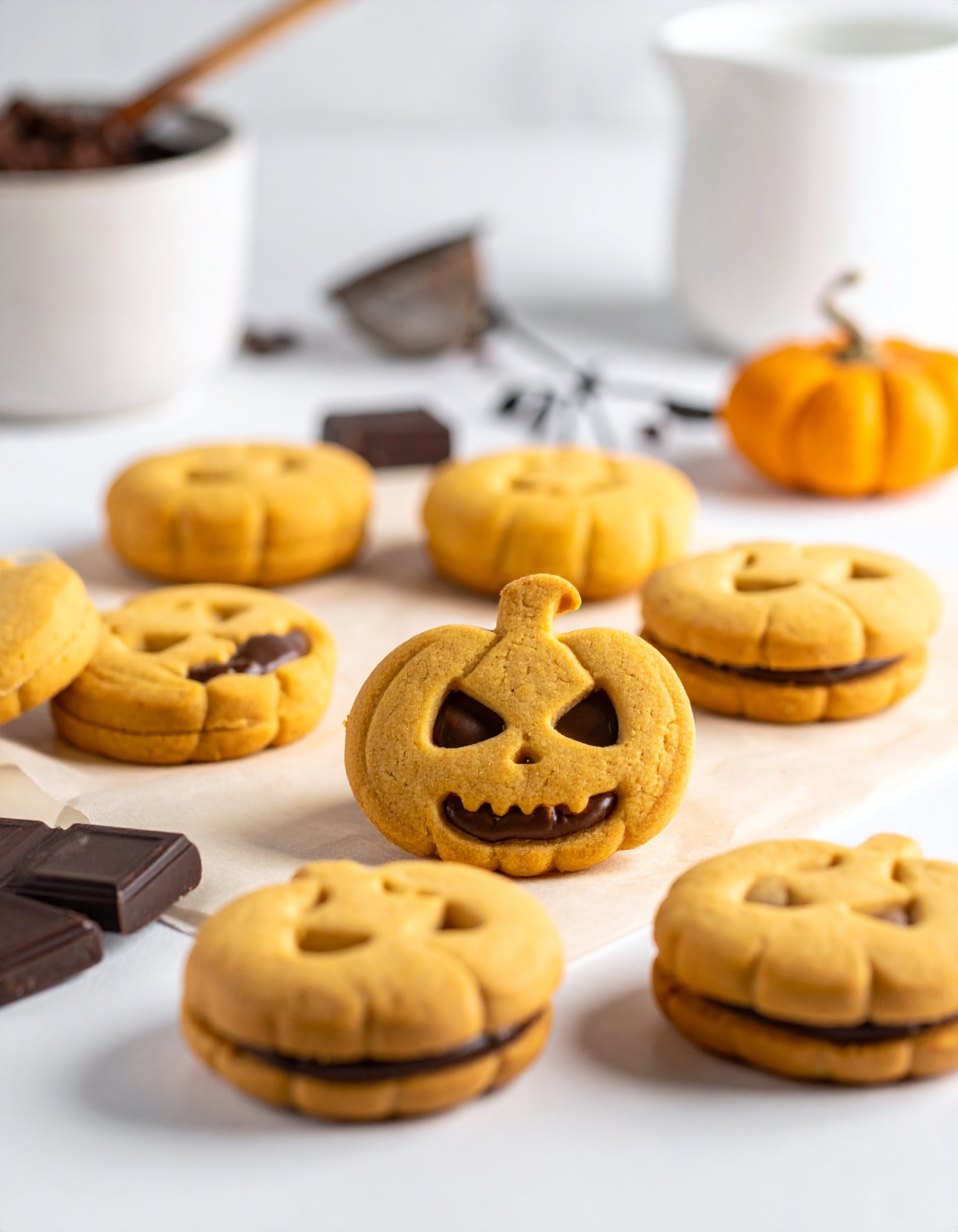 Biscuits citrouille d&rsquo;Halloween au chocolat