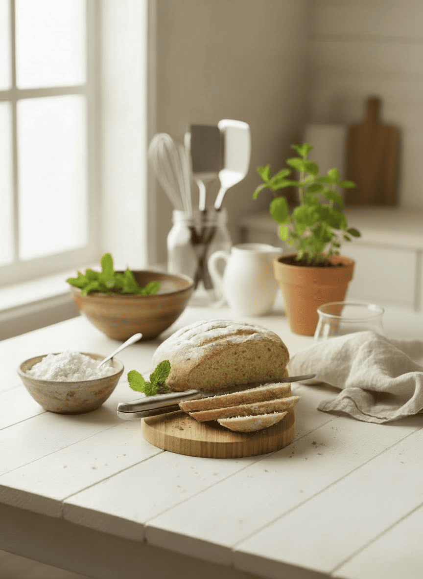 Pain à la menthe et à la ricotta