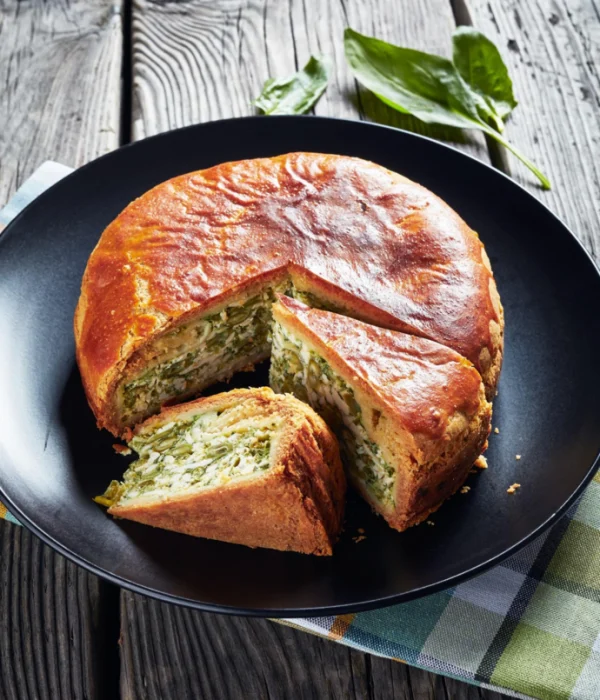 Cake aux haricots verts, épinards et fromage