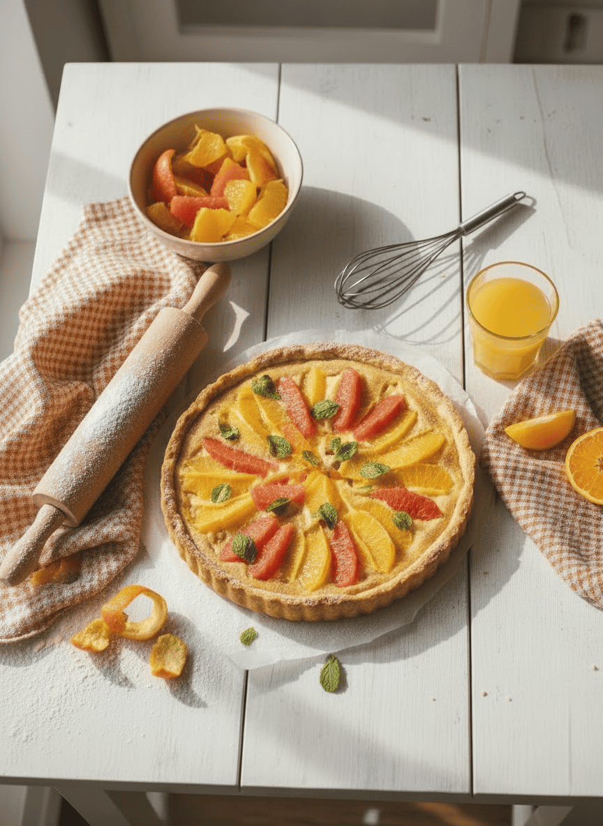 Tarte aux clémentines et pamplemousse