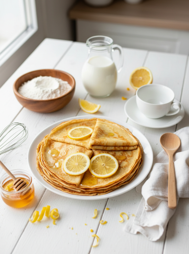 Crêpes citron sucrées au miel