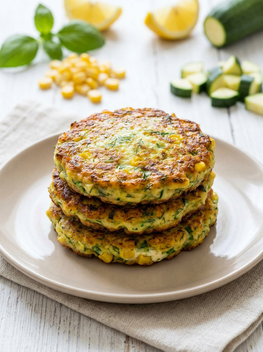 Galettes végétariennes maïs, courgettes et ricotta